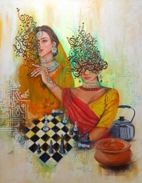 Sadaf Yasir, 36 x 48 Inch, Acrylic on Canvas, Figurative Painting, AC-SDY-001